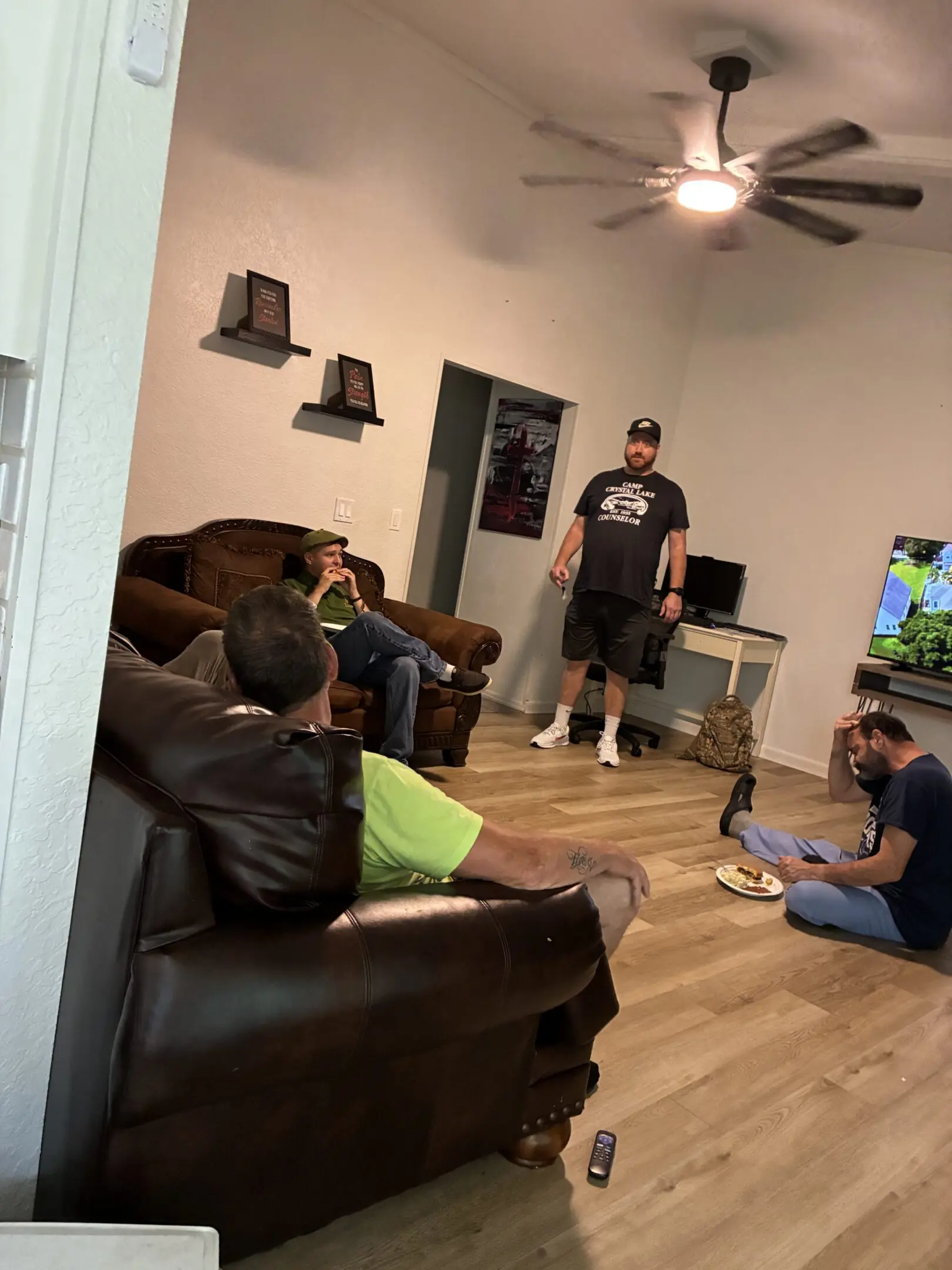 Casual hangout with friends indoors